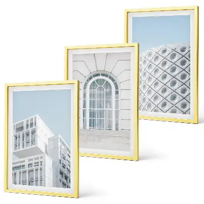 Šiuolaikinės architektūros geometrija 3 paveikslų rinkinys su rėmais