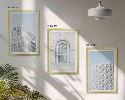 Šiuolaikinės architektūros geometrija 3 paveikslų rinkinys su rėmais