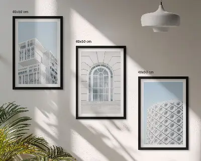 Šiuolaikinės architektūros geometrija 3 paveikslų rinkinys su rėmais