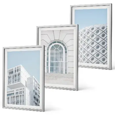 Šiuolaikinės architektūros geometrija 3 paveikslų rinkinys su rėmais