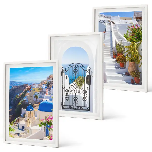Santorinio architektūra Oia 3 paveikslų rinkinys su rėmais