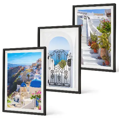 Santorinio architektūra Oia 3 paveikslų rinkinys su rėmais