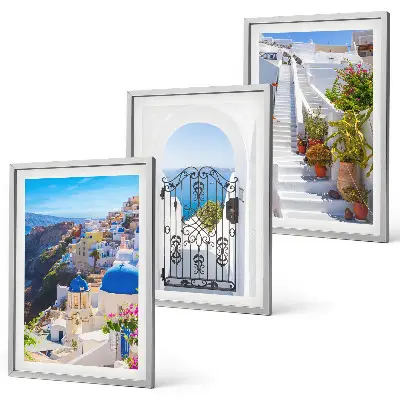 Santorinio architektūra Oia 3 paveikslų rinkinys su rėmais