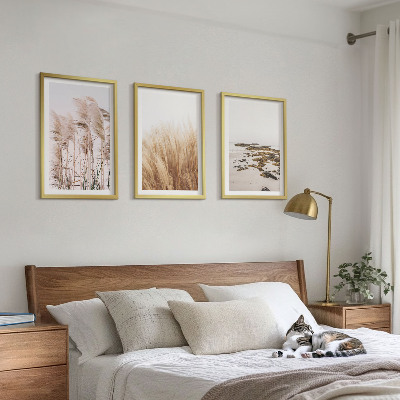 Įrėmintas triptikas Pampų žolės laukai ir bohemiškas paplūdimys