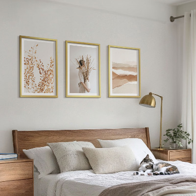 Įrėmintas triptikas Kaimiško stiliaus boho gėlių motyvai