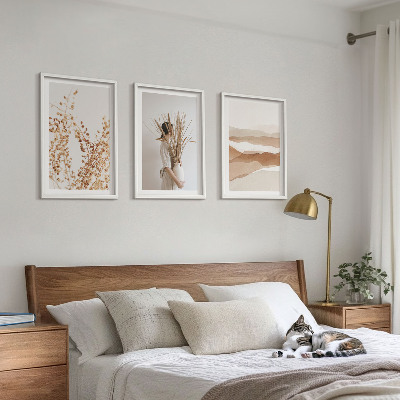 Įrėmintas triptikas Kaimiško stiliaus boho gėlių motyvai