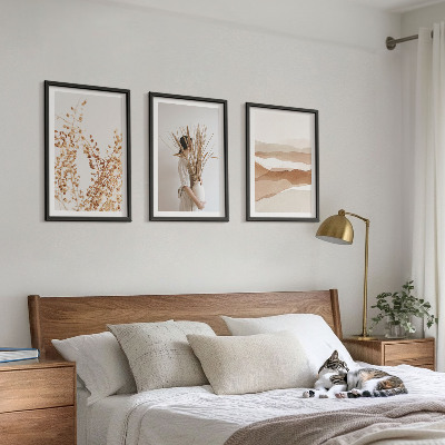 Įrėmintas triptikas Kaimiško stiliaus boho gėlių motyvai