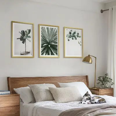 Žaliųjų augalų minimalizmas įrėmintas triptikas