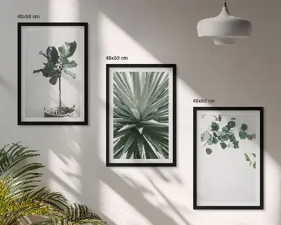 Žaliųjų augalų minimalizmas įrėmintas triptikas