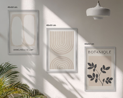 Įrėmintas triptikas Boho subtilūs augalų plakatai