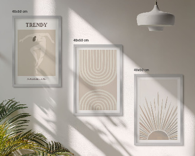 Įrėmintas triptikas Pasteliniai bohemiški abstraktūs plakatai