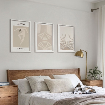 Įrėmintas triptikas Pasteliniai bohemiški abstraktūs plakatai