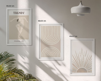 Įrėmintas triptikas Pasteliniai bohemiški abstraktūs plakatai