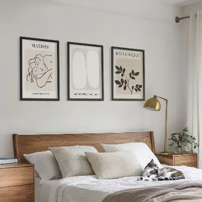 Stilingų Matisso augalų paveikslų rinkinys su rėmais, 3 dalių