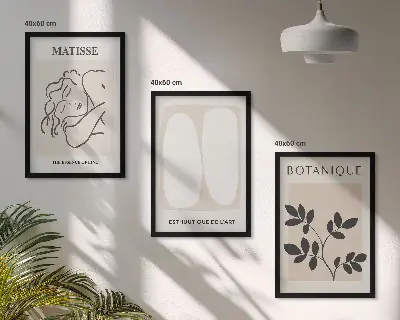 Stilingų Matisso augalų paveikslų rinkinys su rėmais, 3 dalių