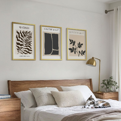 Įrėmintas triptikas Minimalistiniai augalų plakatai