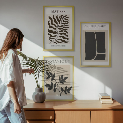 Įrėmintas triptikas Minimalistiniai augalų plakatai