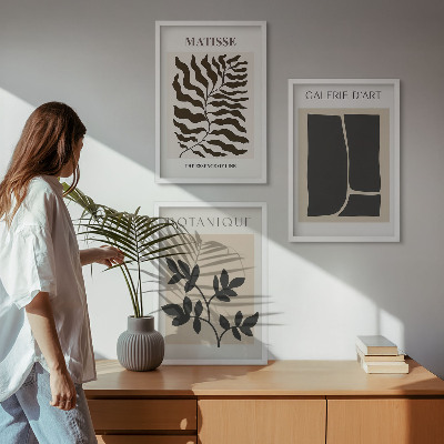 Įrėmintas triptikas Minimalistiniai augalų plakatai