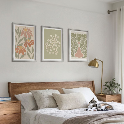 3 paveikslų rinkinys su rėmais Gėlių boho raštai