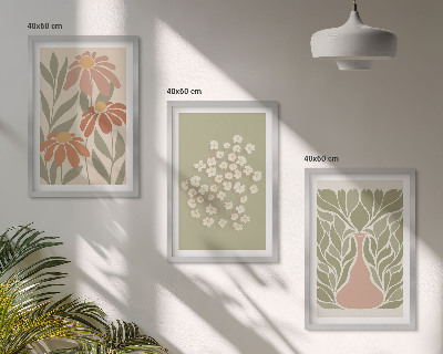 3 paveikslų rinkinys su rėmais Gėlių boho raštai