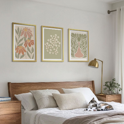 3 paveikslų rinkinys su rėmais Gėlių boho raštai