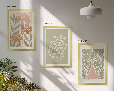 3 paveikslų rinkinys su rėmais Gėlių boho raštai