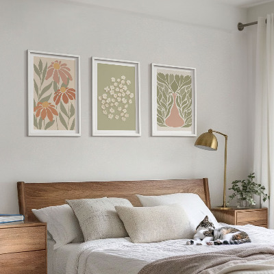 3 paveikslų rinkinys su rėmais Gėlių boho raštai