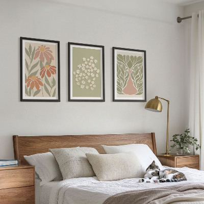 3 paveikslų rinkinys su rėmais Gėlių boho raštai