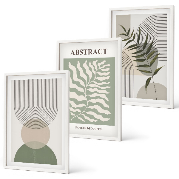 Įrėmintas triptikas Botaninės boho abstrakcijos