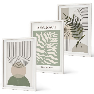 Įrėmintas triptikas Botaninės boho abstrakcijos