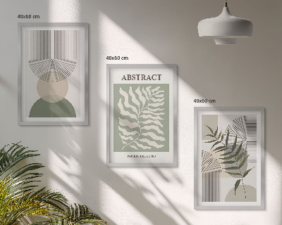 Įrėmintas triptikas Botaninės boho abstrakcijos