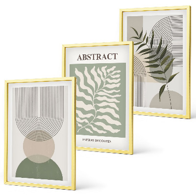 Įrėmintas triptikas Botaninės boho abstrakcijos
