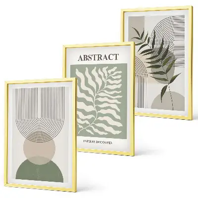 Botaninės boho abstrakcijos įrėmintas triptikas