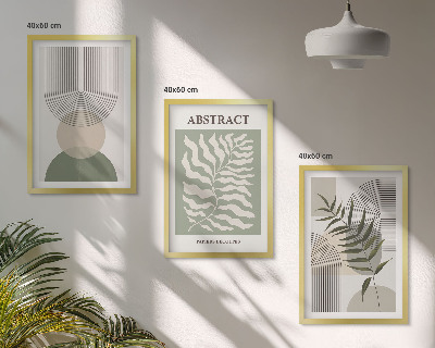 Įrėmintas triptikas Botaninės boho abstrakcijos
