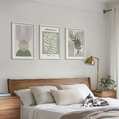 Įrėmintas triptikas Botaninės boho abstrakcijos