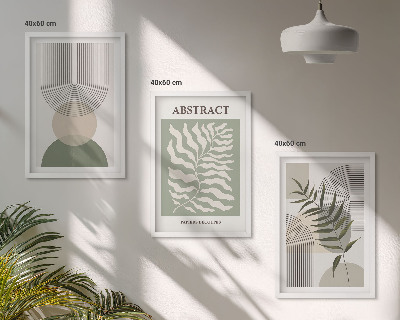 Įrėmintas triptikas Botaninės boho abstrakcijos