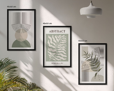 Įrėmintas triptikas Botaninės boho abstrakcijos