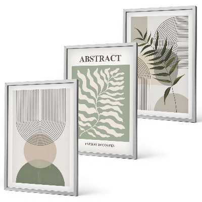 Įrėmintas triptikas Botaninės boho abstrakcijos