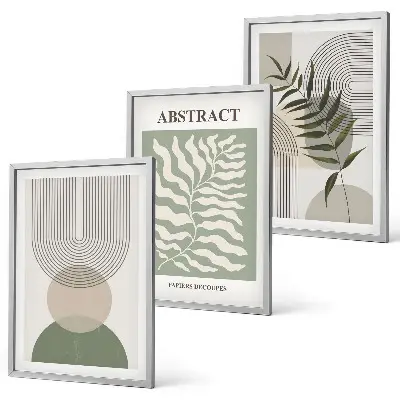 Botaninės boho abstrakcijos įrėmintas triptikas
