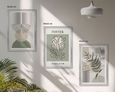 3 paveikslų rinkinys su rėmais Geometriniai botaniniai raštai