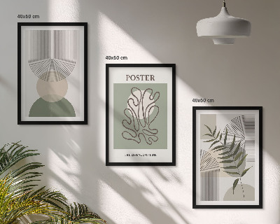 3 paveikslų rinkinys su rėmais Geometriniai botaniniai raštai