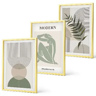 Stilinga augalų grafika įrėmintas triptikas