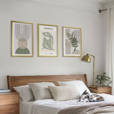 Įrėmintas triptikas Stilinga augalų grafika