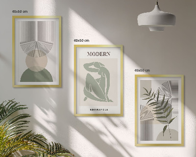 Įrėmintas triptikas Stilinga augalų grafika