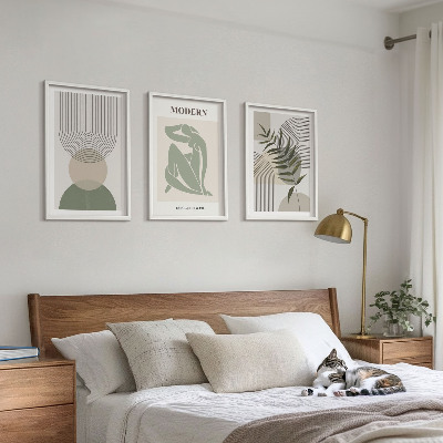 Įrėmintas triptikas Stilinga augalų grafika