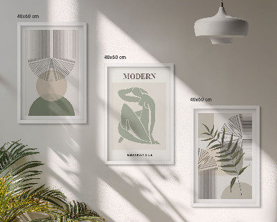 Įrėmintas triptikas Stilinga augalų grafika