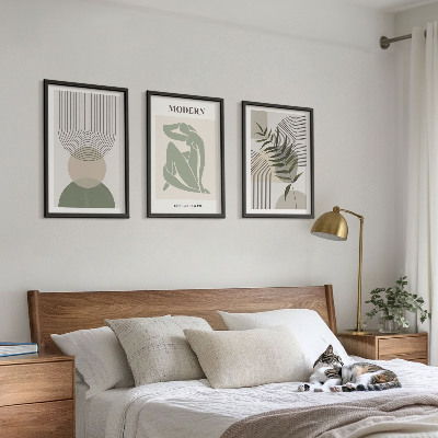 Įrėmintas triptikas Stilinga augalų grafika