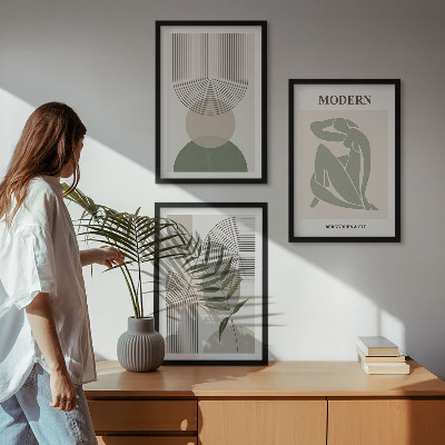 Įrėmintas triptikas Stilinga augalų grafika