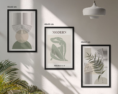 Įrėmintas triptikas Stilinga augalų grafika