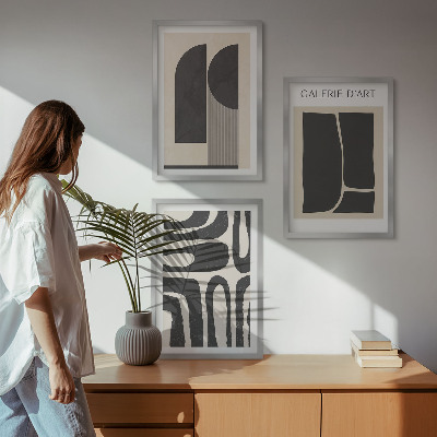 3 paveikslų rinkinys su rėmais Abstraktūs minimalistiniai plakatai